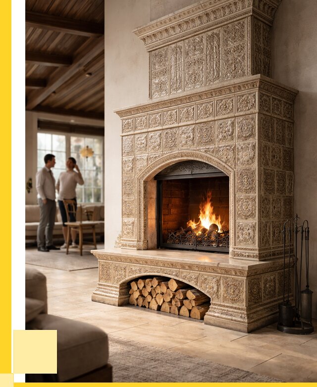 Купить изразцовый камин в Саяногорске от 256075 р. | ЭриданСнг