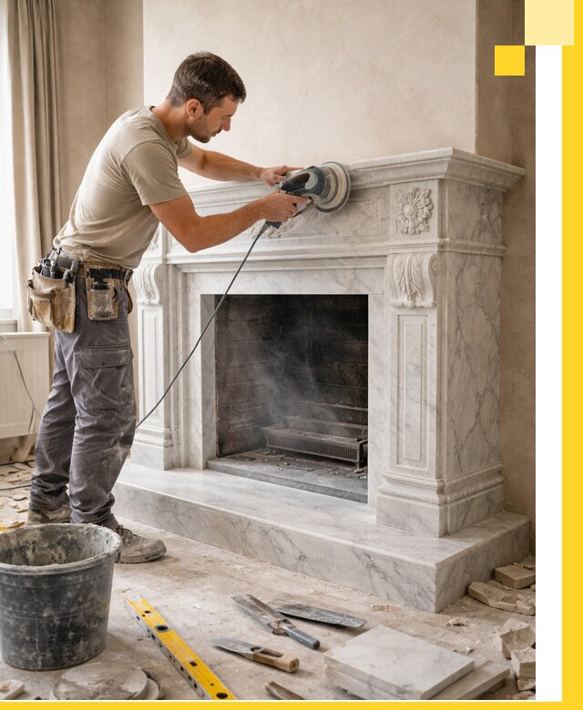 Изготовление и установка мраморных каминов в Саяногорске под ключ