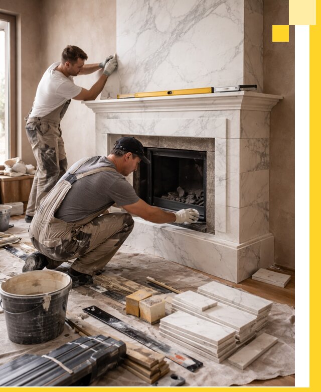 Отделка каминов в Саяногорске качественные облицовочные работы