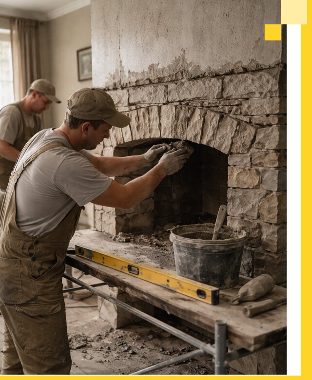 Изготовление каминов под ключ в Саяногорске, монтаж и отделка