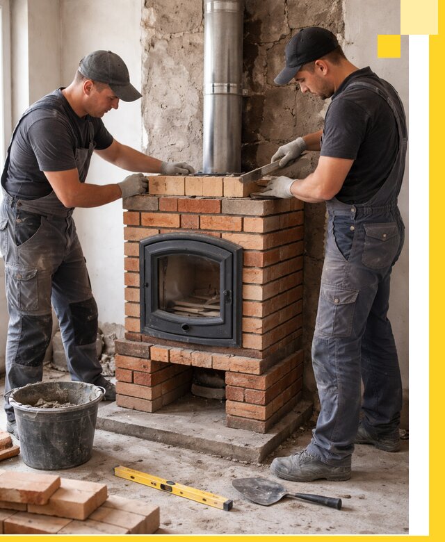 Монтаж печи камина под ключ в Саяногорске с гарантией и пусконаладкой