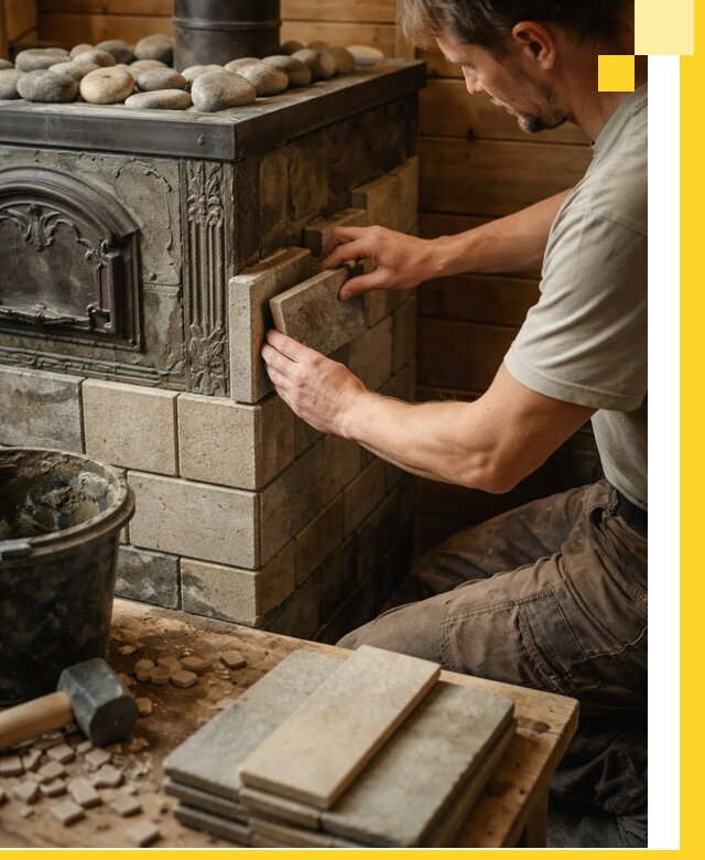 Облицовка банных печей в Саяногорске профессиональная отделка