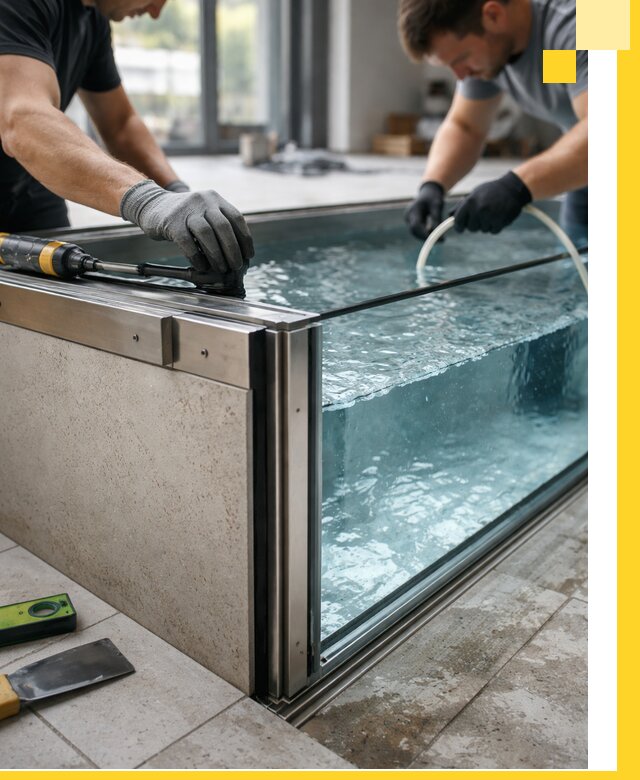 Проектирование и монтаж стеклянных бассейнов в Саяногорске