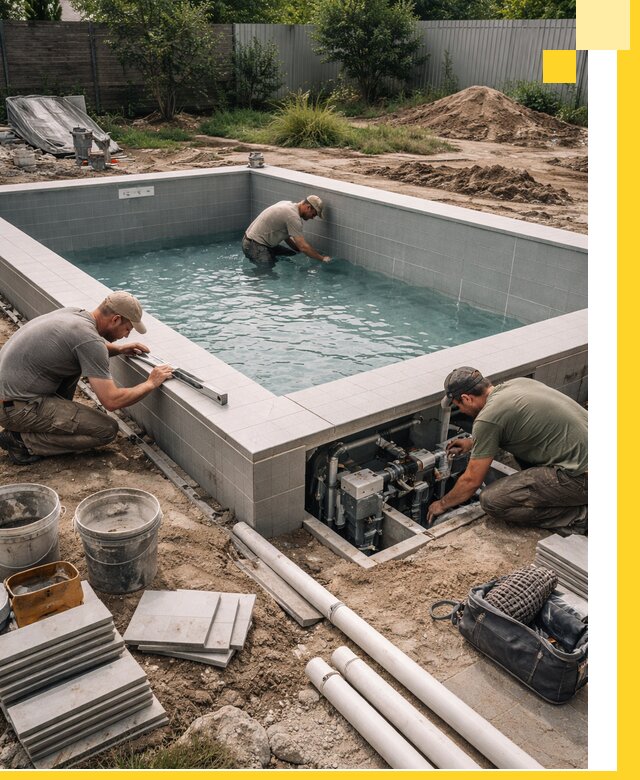 Строительство и монтаж бассейнов для дачи под ключ в Саяногорске