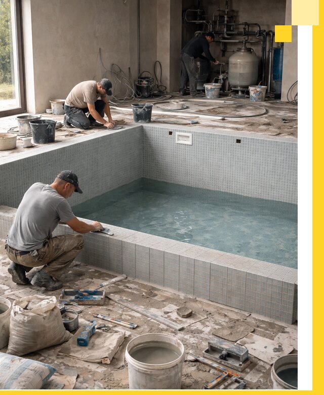 Строительство и монтаж бассейнов в помещении в Саяногорске