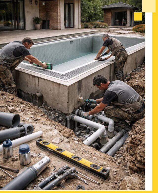 Строительство переливных бассейнов в Саяногорске под ключ