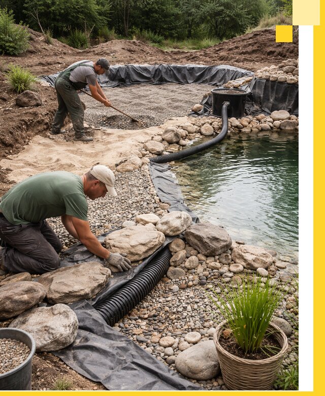 Строительство природных бассейнов и озер в Саяногорске под ключ