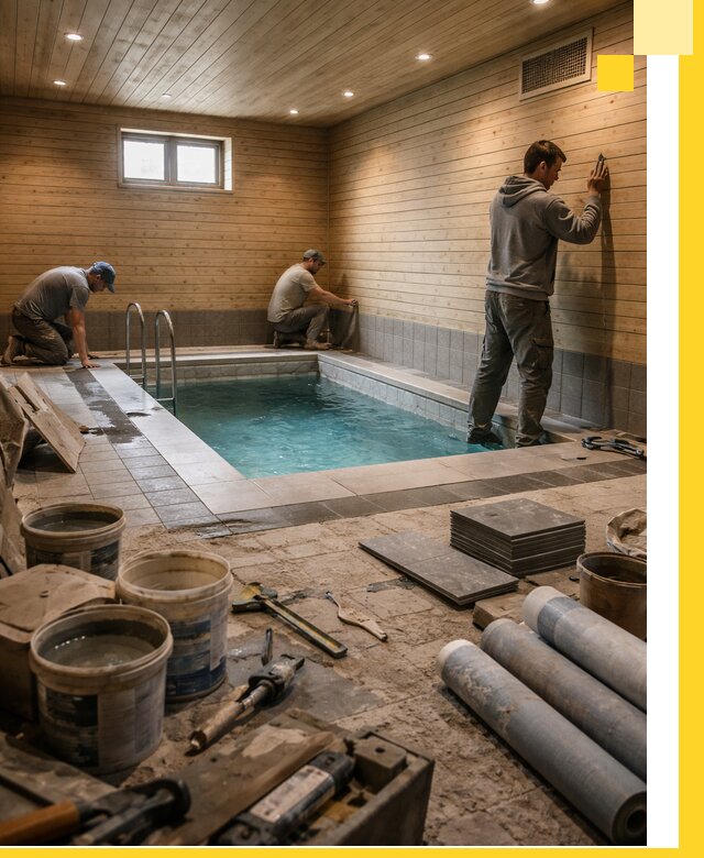 Строительство бани с бассейном и сауной под ключ в Саяногорске