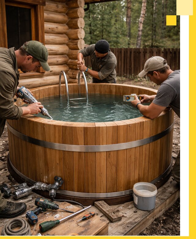 Строительство бань с купелью под ключ и отделкой в Саяногорске