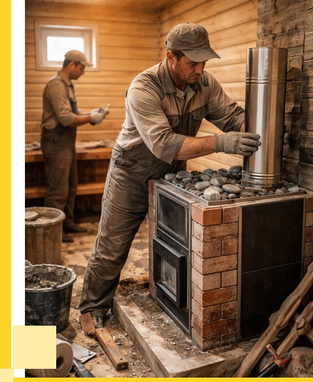 Монтаж печи в бане под ключ в Саяногорске от 20486 р. | ЭриданСнг