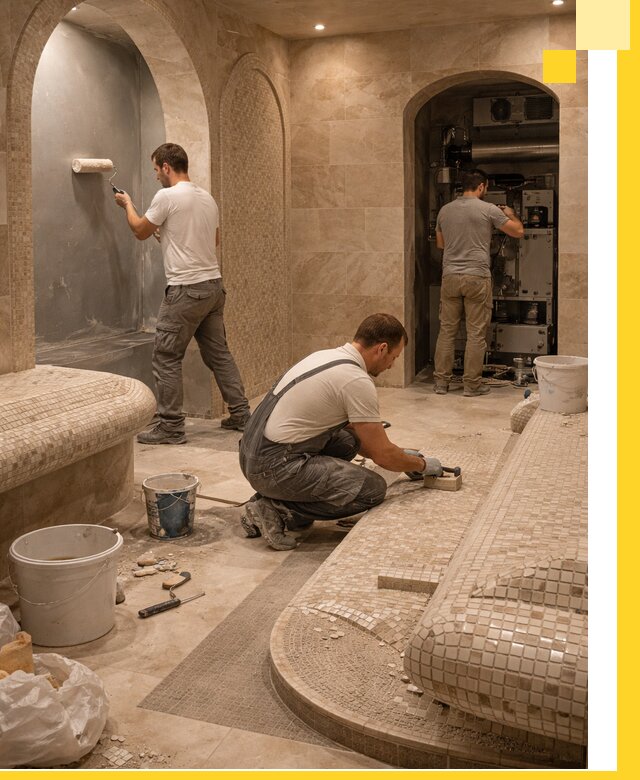 Строительство бани с хамамом и бассейном под ключ в Саяногорске