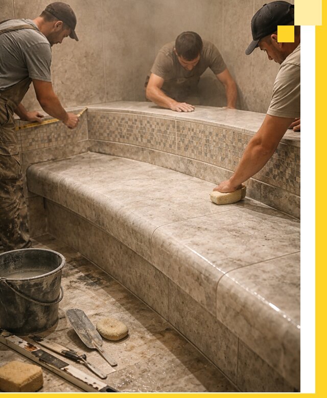 Изготовление и установка сидений для хамама в Саяногорске