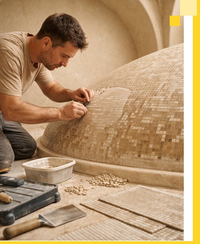 Профессиональная укладка мозаики для хамама под ключ в Саяногорске